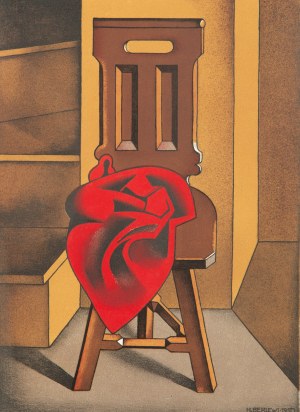 Henryk Berlewi (1894 Warschau - 1967 Paris), Stuhl mit rotem Vorhang, 1950/1953