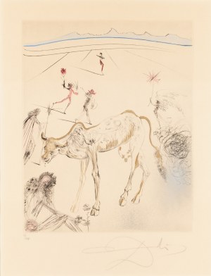 Salvador Dalí (1904 Figueres - 1989 Figueres), Heilige Kuh (La Vache Sacree) aus der Serie 'Les Hippies'