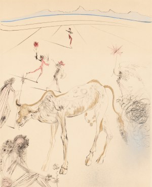 Salvador Dalí (1904 Figueres - 1989 Figueres), Heilige Kuh (La Vache Sacree) aus der Serie 'Les Hippies'