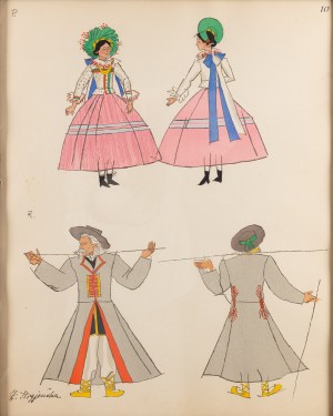 Zofia Stryjeńska (1891 Kraków - 1976 Geneva), Folk costume from Łowicz, sheet 10 from the portfolio 'Polish Peasants' Costumes, 1939