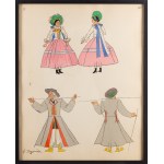 Zofia Stryjeńska (1891 Cracovie - 1976 Genève), Costume folklorique de Łowicz, feuillet 10 du portfolio  Costumes de paysans polonais , 1939.