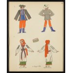 Zofia Stryjeńska (1891 Kraków - 1976 Genewa), Stroje ludowe ze Lwowa. Plansza XII z teki 'Polish peasants costumes'