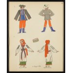 Zofia Stryjeńska (1891 Cracovie - 1976 Genève), Costumes folkloriques de Lviv. Feuillet XII du portfolio Costumes de paysans polonais.