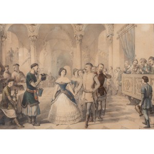 Antoni Zaleski (1824 - 1885), Pasek začína tancovať u pani Castellanovej, obrázky zo spomienok J. Ch. Paseka Album De Wilno, asi polovica 19. storočia.