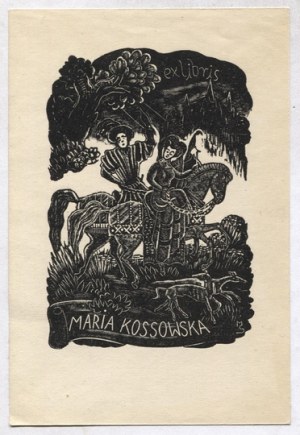 Axlibris de S. Mrożewski pour M. Kossowska, vers 1941.