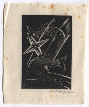 Exlibris od S. Mrożewského pre syna Andrzeja, 1932, podpísaný ceruzkou.