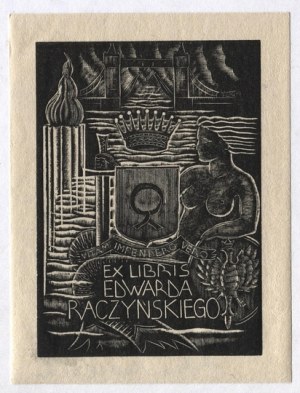 Ekslibris S. Mrożewskiego dla E. Raczyńskiego, 1938.