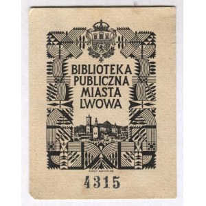 Ex-libris di R. Mękicki per la Biblioteca pubblica della città di Leopoli, 1938.