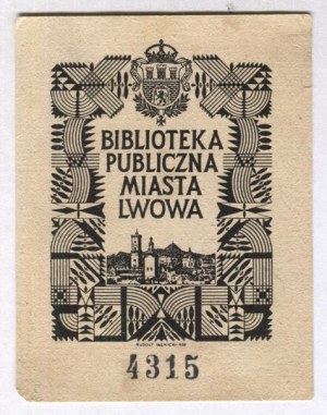 Ex-libris of R. Meczicki for the Publ. Library of the city of Lviv, 1938.