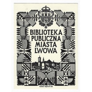 Ex-libris of R. Meczicki for the Publ. Library of the city of Lviv, 1938.