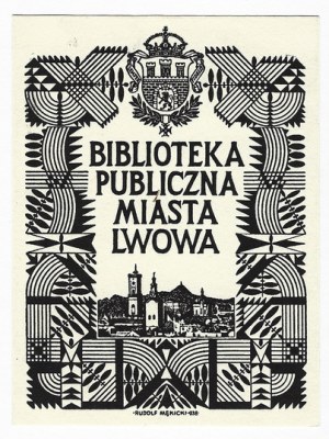 Ex-libris de R. Mękicki pour la Bibliothèque publique de la ville de Lviv, 1938.