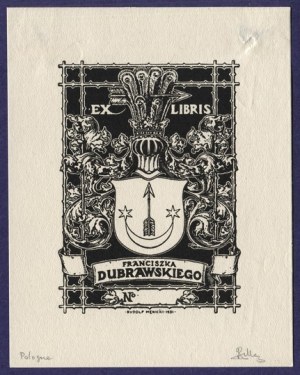 Exlibris R. Mękickiho pro F. Dubrawského, 1931, signováno tužkou.