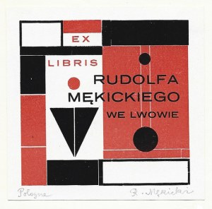 Autoekslibris R. Mękickiego z 1931, sygn. ołówkiem.