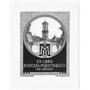 Autoexlibris Rudolfa Mękického signované na desce monogramem R. M.