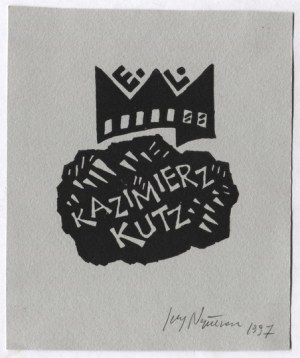 Ekslibris di J. Napieracz per Kazimierz Kutz, 1997, firmato a matita.