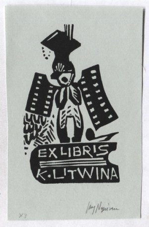 Ex-libris by J. Napieracz for Christopher Litwin, 1970 Signed by hand.