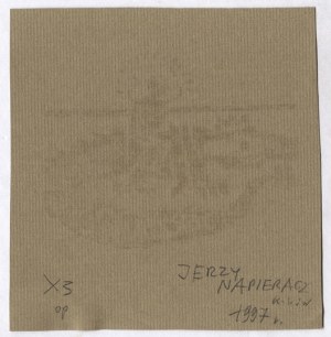 Ekslibris J. Napieracza dla Jerzego Madeyskiego, 1997. Sygnowany ołówkiem.