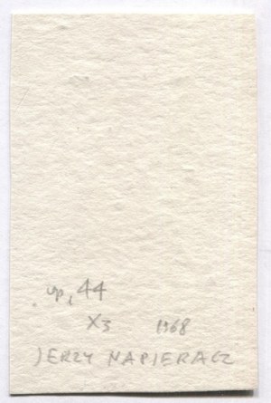 Ekslibris de J. Napieracz pour Piwnica pod Baranami, 1968. signé au crayon.