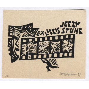 Ekslibris von J. Napieracz für Jerzy Stuhr, 1997, mit Bleistift signiert.