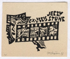 Ekslibris de J. Napieracz pour Jerzy Stuhr, 1997, signé au crayon.