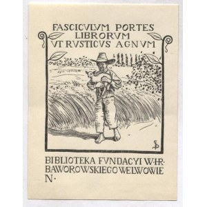 Ekslibris S. Dębickiego dla Biblioteki Fvndacyi W. Hr. Baworowskiego we Lwowie, 1900.