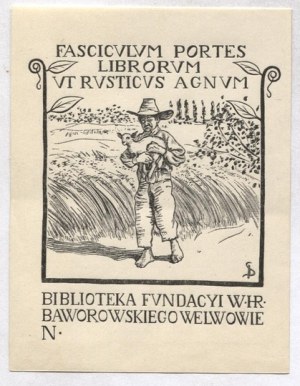 Ex-libris di S. Debicki per la Biblioteca della Fvndacy di W. Hr. Baworowski a Lwow, 1900.