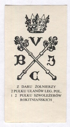 Komposition von J. Bukowski für die Jagiellonen-Bibliothek, 1906 - Schenkungsexlibris der Soldaten des 2. Lanzenreiterregiments Leg....