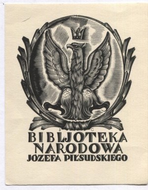 Exlibris de S. Ostoi-Chrostowski pour Bibl. National Józef Piłsudski Library, 1936,...