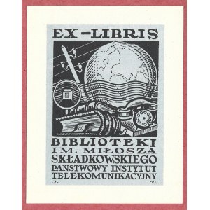 Exlibris J. Toma pre Bibl. Milosz Składkowski State Inst. Telekom., nie skôr ako v roku 1938.