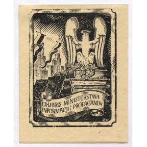 E. John's exlibris for Bibl. Ministry of Information and Propaganda, 1946.