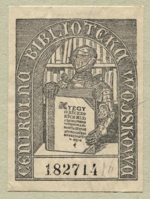 Ekslibris of S. Bienkowski for the Central Military Bibl. Military, (1919?).