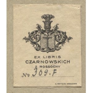 Heraldické eslibris rodiny Czarnowských z Rossochy z druhej polovice 19. storočia v litografii.