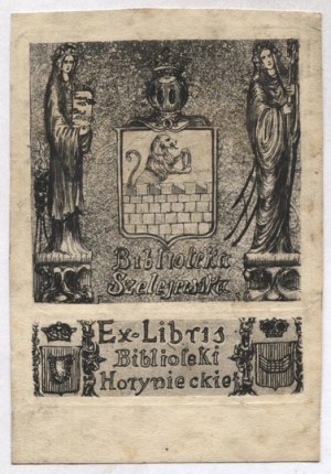 Exlibris by F. Siedlecki for A. F. Poninski in an etching from the late. XIX/XX century.