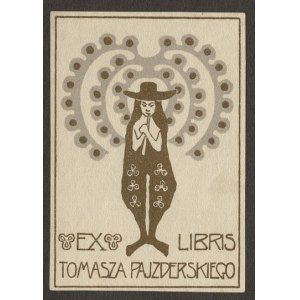 Ex-libris de W. Gołębiowska pour T. Pajzderski en lithographie couleur avant 1902.