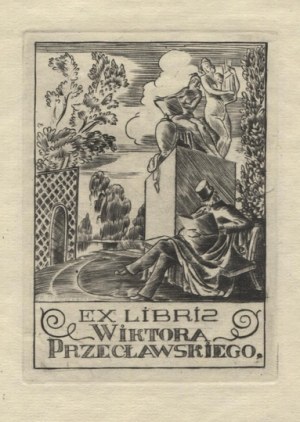 Exlibris A. Kravčenka pro V. Przeclawského v leptu z roku 1922