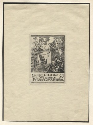 Das Exlibris von A. Kravchenko für V. Przeclawski in einer Radierung von 1922