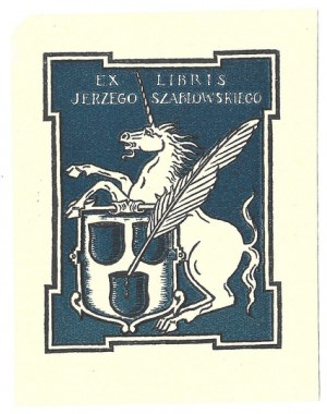 Ekslibris von T. Przypkowski für J. Szablowski im Linolschnitt, 1944.