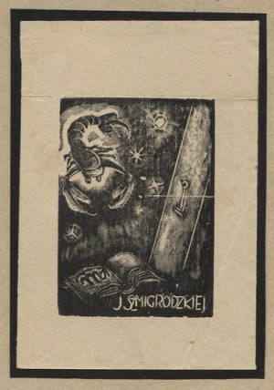 Ekslibris de J. Bogacki pour J. Szmigrodzka en gravure sur bois.