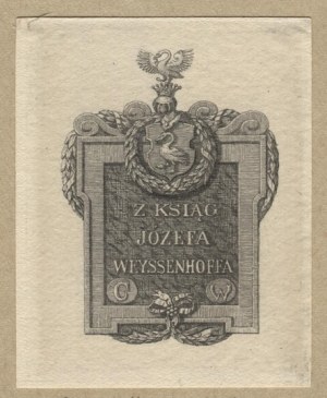 Ekslibris I. Łopieńskiego dla J. Weyssenhoffa z akwaforcie z 1899.