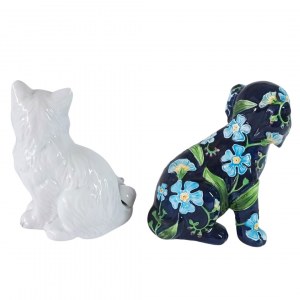 Porcelain figurines cat and dog