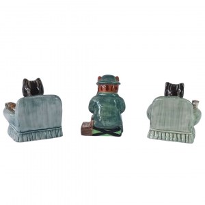 Set di tre gatti da collezione in ceramica, Quail Ceramics, Inghilterra