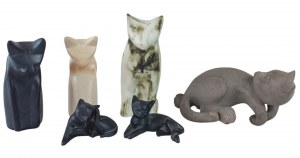 Set of 6 cat figurines