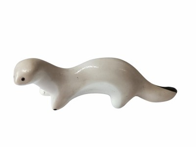 Weasel figurine, designed by E. Belousov, Budyan faience factory Sierp i młot BFZ, Budy