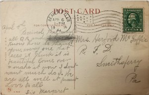 Carte postale d'époque, États-Unis, 1914