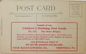 Vintage přání k narozeninám (reklama), USA