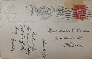 Biglietto di auguri d'epoca, USA, 1918