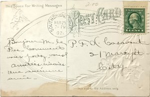 Carte postale d'époque, États-Unis, 1921