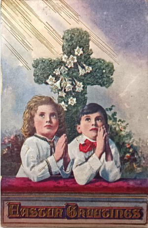 Cartolina di Pasqua d'epoca, USA, 1910