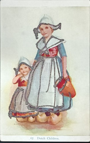 Vintage postcard with glitter, USA, early 20th century.