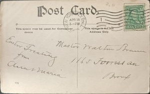 Carte postale d'époque, États-Unis, 1908